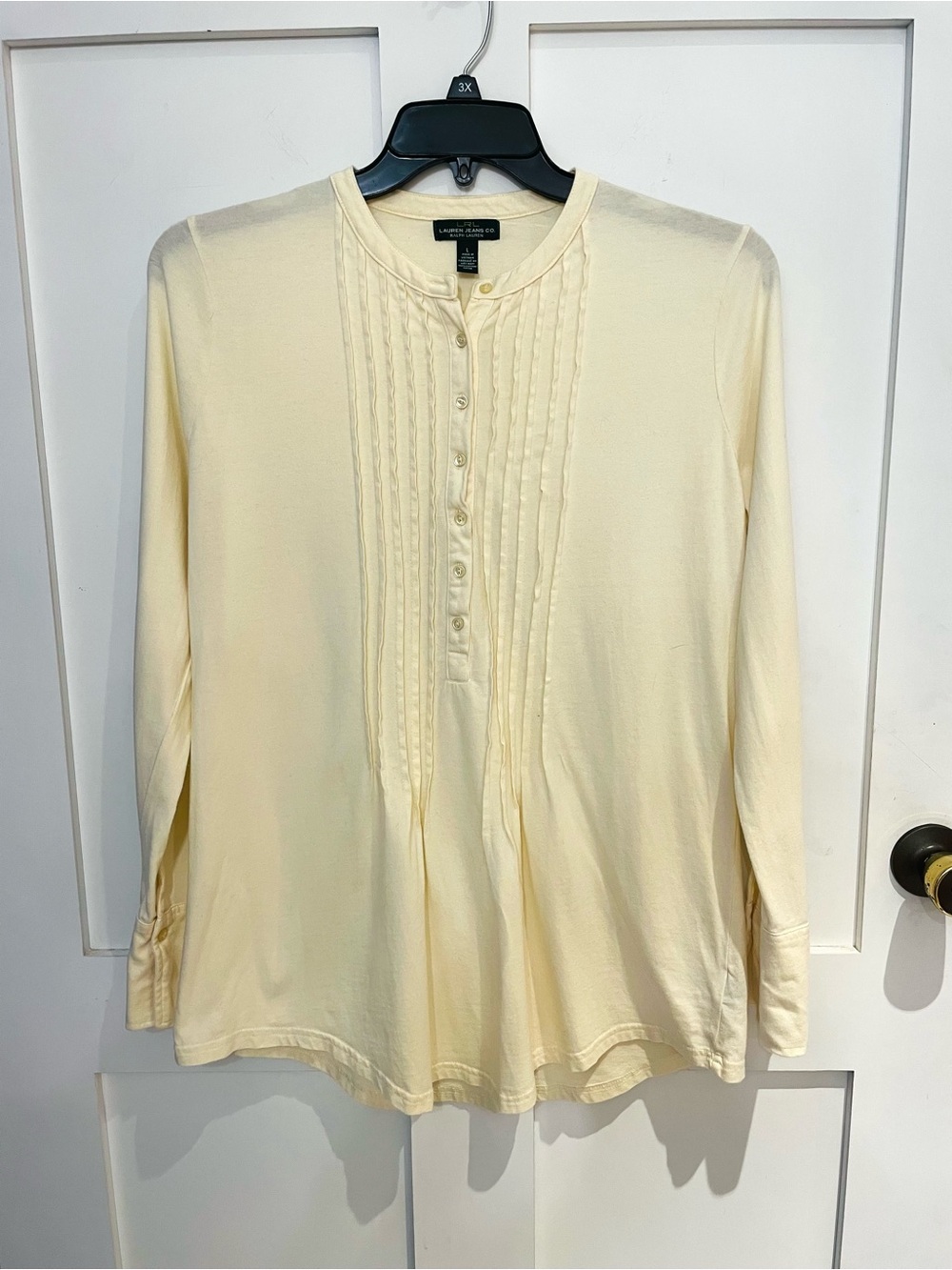 Ralph Lauren Cream Pintuck Button-Front Tunic